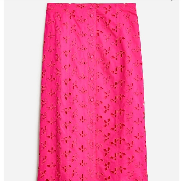 NWT J. Crew Button Front Cotton Eyelet Pencil Skirt - Picture 4 of 9